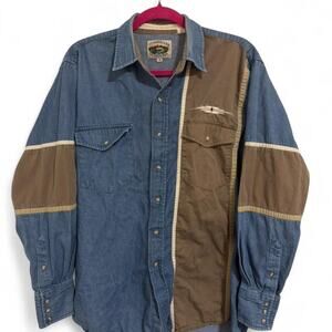 Vintage Cumberland Outfitters Blue Button Down Jacket Aztec design size medium